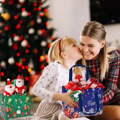 12 قطعة من حقائب هدايا عيد الميلاد للعائلات والأصدقاء، حقائب جودي كبيرة مقاس 12.6 بوصة × 9.8 بوصة × 6.7 بوصة، وحقيبة يد هدايا سانتا كلوز غير منسوجة، وحقائب هدايا الحفلات، وحقائب هدايا عيد الميلاد متعددة الاستخدام وحقائب الدمى للأطفال in Kuwait