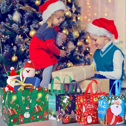 12 قطعة من حقائب هدايا عيد الميلاد للعائلات والأصدقاء، حقائب جودي كبيرة مقاس 12.6 بوصة × 9.8 بوصة × 6.7 بوصة، وحقيبة يد هدايا سانتا كلوز غير منسوجة، وحقائب هدايا الحفلات، وحقائب هدايا عيد الميلاد متعددة الاستخدام وحقائب الدمى للأطفال in Kuwait