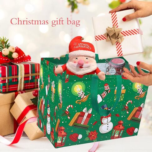 12 قطعة من حقائب هدايا عيد الميلاد للعائلات والأصدقاء، حقائب جودي كبيرة مقاس 12.6 بوصة × 9.8 بوصة × 6.7 بوصة، وحقيبة يد هدايا سانتا كلوز غير منسوجة، وحقائب هدايا الحفلات، وحقائب هدايا عيد الميلاد متعددة الاستخدام وحقائب الدمى للأطفال in Kuwait