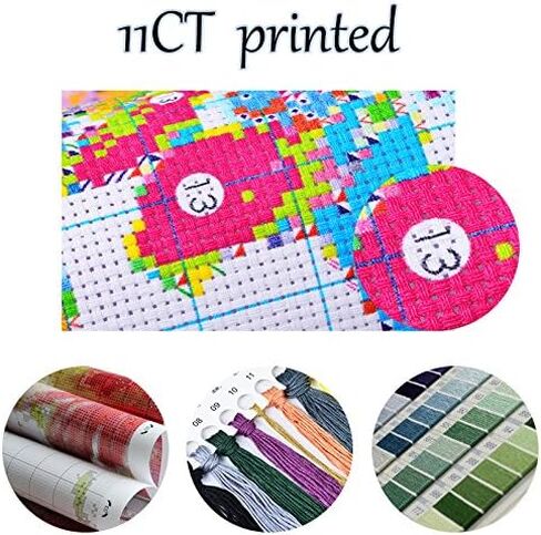 جوي سنداي مجموعة خياطة متقاطعة 11 قيراط مختومة مجموعة كاملة من التطريز للمبتدئين بنمط مطبوع مسبقًا - منزل ملون باي ذا ووتر in Kuwait