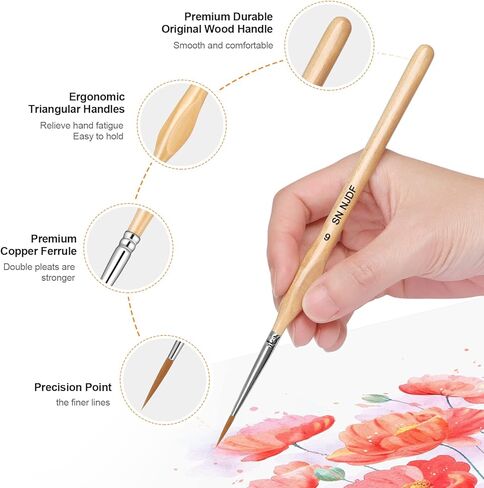 اس ان ان جيه دي اف مجموعة فرش طلاء دقيقة - 11 فرشاة مصغرة للرسم الفني وصنع النماذج - اكريليك، الوان مائية، زيت، وورهامر 40 قيراط in Kuwait