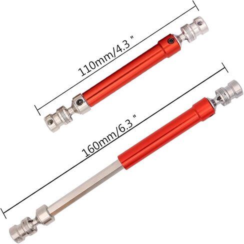 Treehobby 2PCS Steel Universal Drive Shaft CVD Universal Joint Compatible with 1/10 RC Axial SCX10 D90 Tamiya CC01 RC Crawler Car Upgrade Accessories (Red) in Saudi Arabia