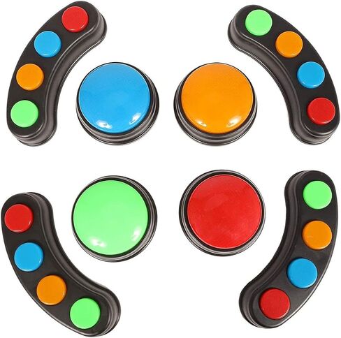 IQ تويز مجموعة صفارات عرض العاب الضوء والصوت مكونة من 8 قطع، صفارات للأسئلة والاجابات، صفارات لعروض الالعاب، مسابقات الفصل الدراسي وليلة الالعاب العائلية، 4 قضبان اضاءة و4 صفارات العاب فردية in Kuwait