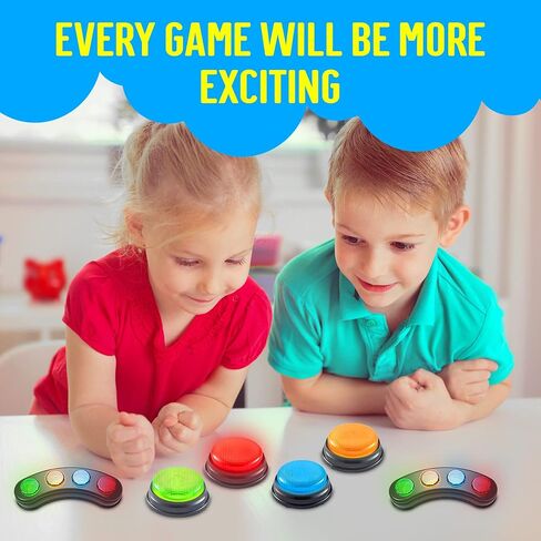 IQ تويز مجموعة صفارات عرض العاب الضوء والصوت مكونة من 8 قطع، صفارات للأسئلة والاجابات، صفارات لعروض الالعاب، مسابقات الفصل الدراسي وليلة الالعاب العائلية، 4 قضبان اضاءة و4 صفارات العاب فردية in Kuwait