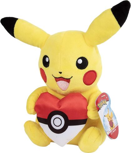Pokémon 8" Pikachu with Heart Poke Ball Plush - Officially Licensed - Quality & Soft Stuffed Animal Toy - Add to Your Collection! - Great Gift for Kids, Boys, Girls & Fans of Pokemon in Saudi Arabia
