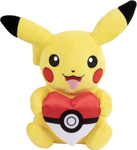 Pokémon 8" Pikachu with Heart Poke Ball Plush - Officially Licensed - Quality & Soft Stuffed Animal Toy - Add to Your Collection! - Great Gift for Kids, Boys, Girls & Fans of Pokemon in Saudi Arabia