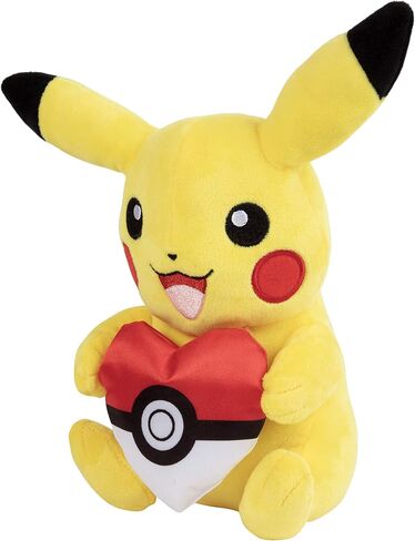 Pokémon 8" Pikachu with Heart Poke Ball Plush - Officially Licensed - Quality & Soft Stuffed Animal Toy - Add to Your Collection! - Great Gift for Kids, Boys, Girls & Fans of Pokemon in Saudi Arabia