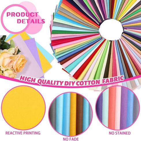 600 Pcs 4 x 4 Inch Solid Color Cotton Fabric Square Quilting Patchwork Fabric Pre Cut Multi Color Quilting Fabric Bundles for DIY Crafts Cloths Accessory in Saudi Arabia
