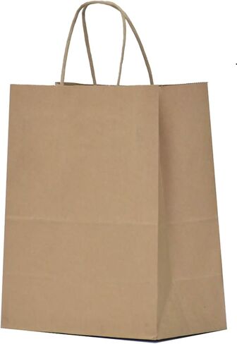 Qutuus 10x5x13 Kraft Paper Bags 100 Pcs Kraft Shopping Bags, Paper Gift Bags for Retail, Merchandise, Recycled Bulk Paper Sacks, Brown Paper Bags with Handles Bulk in Kuwait