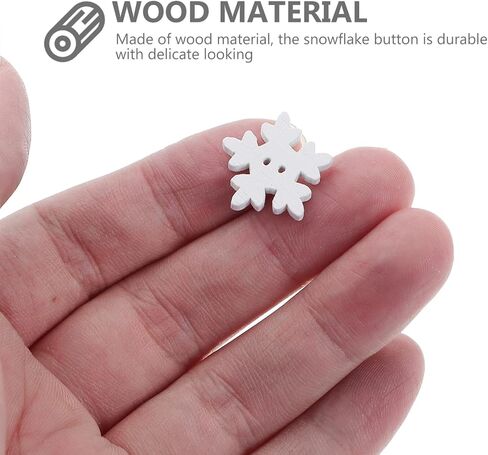 Milisten 50pcs Wood Snowflake Buttons, Christmas Snowflakes Buttons, White Wooden Snowflake Buttons, Christmas Snowflake Charms for Knitting Sewing DIY Scrapbook Crafts Xmas Decoration in Saudi Arabia