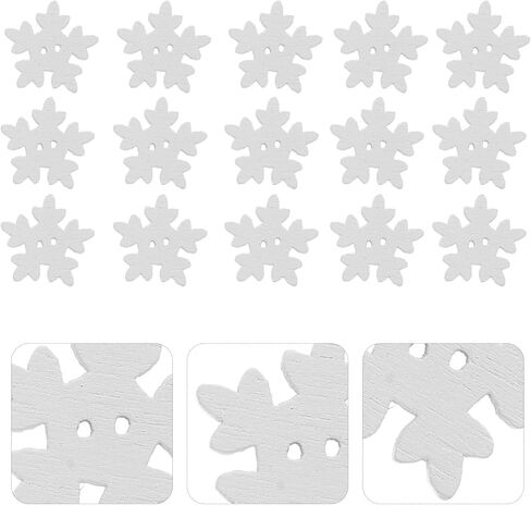 Milisten 50pcs Wood Snowflake Buttons, Christmas Snowflakes Buttons, White Wooden Snowflake Buttons, Christmas Snowflake Charms for Knitting Sewing DIY Scrapbook Crafts Xmas Decoration in Saudi Arabia