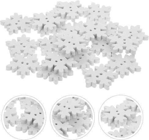 Milisten 50pcs Wood Snowflake Buttons, Christmas Snowflakes Buttons, White Wooden Snowflake Buttons, Christmas Snowflake Charms for Knitting Sewing DIY Scrapbook Crafts Xmas Decoration in Saudi Arabia