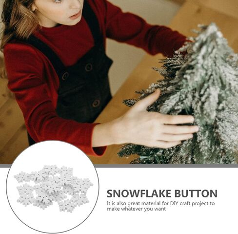 Milisten 50pcs Wood Snowflake Buttons, Christmas Snowflakes Buttons, White Wooden Snowflake Buttons, Christmas Snowflake Charms for Knitting Sewing DIY Scrapbook Crafts Xmas Decoration in Saudi Arabia