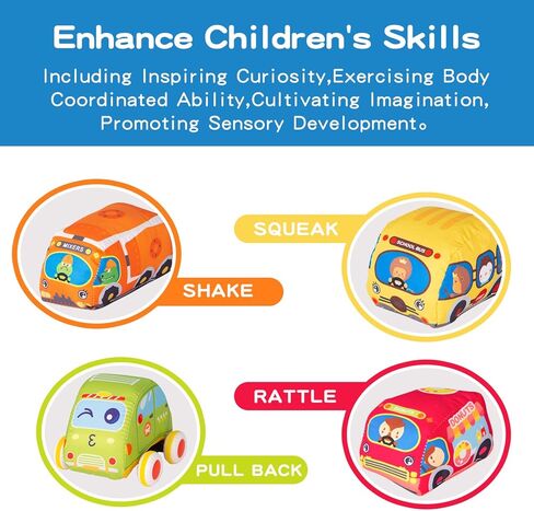 Car Toys for 1 Year Old Boy, Soft Baby Toys Set, Pull Back Car Vehicle Set Birthday Gifts Toys for Baby Toddlers Age 1 Year Old (7 Sets) in Saudi Arabia