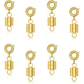 SLYCAY Pack of 12 Locking Magnetic Necklace Clasps and Closures Gold and Silver Plated Bracelet Converter Clasp,Bracelet Connectors Suitable for Necklaces Chain Extender and Jewelry Making