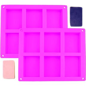 Set of Two Purple Silicone Rice Crispy, Cold Press, Soap Molds Homemade Craft Old Fashion Soap Bar Mold Silicone Molds for Cake Baking Tart Pudding Cookie Making, Rectangle Shape in Kuwait