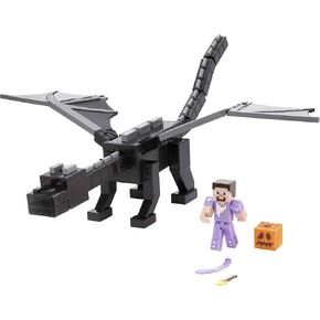 Mattel Minecraft Ultimate Ender Dragon Figure, 20-in Mist-Breathing Creature, Plus 3.25-in Color-Change Steve Figure, Weapon, Amor and Battle Accessory, Gift for 6 Years Old and Up (Amazon Exclusive)