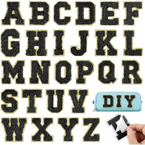 26Pcs Black Chenille Letters A-Z, Self Adhesive Chenille Letter Patches for Fabric Clothing in Kuwait