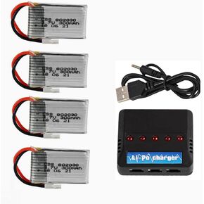 بطارية LI-PO 3.7 فولت 300 مللي أمبير في الساعة لجهاز التحكم عن بعد بمقياس 1/18 Shark UDI U816 U830 F180 E55 FQ777 FQ17W RC بدون طيار لطائرة Syma X11 X11C 4 حزم مع شاحن بطارية ذكي 5 في 1 in Kuwait