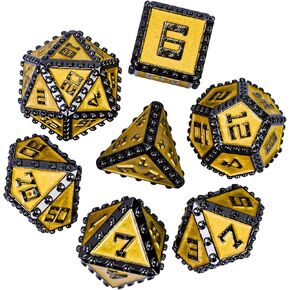 UDIXI Metal Dice Set, Metal DND Dice Set Rivet D&D Dice Set for Dungeons and Dragons, Polyhedral Dice Set for Pathfinder MTG (Ancient Bronze)