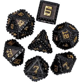 UDIXI Metal Dice Set, Metal DND Dice Set Rivet D&D Dice Set for Dungeons and Dragons, Polyhedral Dice Set for Pathfinder MTG (Ancient Bronze)