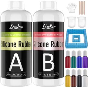 مجموعة صنع قوالب السيليكون - 0.5 جالون / 4.5 رطل من مطاط السيليكون السائل الشفاف مع صبغة السيليكون، قوالب التشكيل مع التعليمات - نسبة 1: 1 15 أمبير لصنع قالب السيليكون لقوالب الراتنج والصب in Kuwait