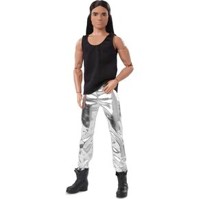 Barbie Signature Barbie Looks Ken Doll (Long Brunette Hair) Fully Posable Fashion Doll Wearing Black Tank Top & Metallic Pants, Gift for Collectors in Saudi Arabia