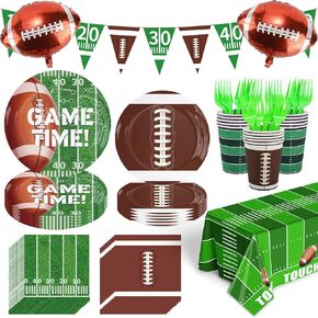 Football Party Decorations Serve 20, Super Football Theme Party Supplies Includes Banner, Plates, Tablecloth, Balloons, Cups, Napkins, Forks for Football Birthday Party Decorations in Saudi Arabia