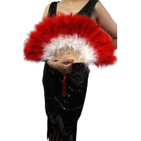 Fukang Feather Marabou Turkey Feather Fan (Black)