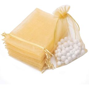 AKStore 100PCS 4x6"(10x15cm) Drawstring Organza Jewelry Favor Pouches Wedding Party Festival Gift Bags Candy Bags (Champagne) in Kuwait