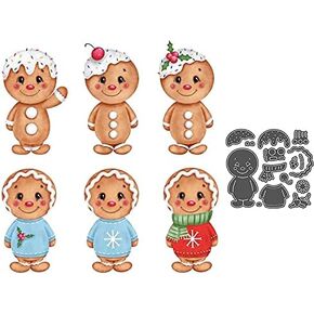 قوالب قطع معدنية بتصميم رجل الزنجبيل بـ4 انماط من كيو تولز، لوازم صنع البطاقات، قوالب قطع معدنية للكريسماس لسجل القصاصات والاستنسل والورق النقش وسجل القصاصات وتزيين بطاقات المعايدة بنفسك in Kuwait