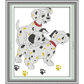 مجموعة خياطة متقاطعة مختومة، نمط مطبوع عليه اون4بي Three Dalmatians 11CT 12.6 × 15 انش، مجموعة تطريز يدوية (دلماسي) in Kuwait