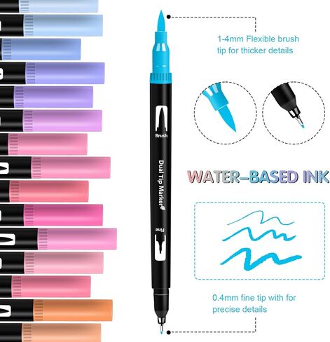 اقلام ماركر فرشاة من ريستلي مكونة من 50 لون باستيل لكتب التلوين للبالغين، قلم تحديد فني مزدوج الاطراف، قلم تلوين بطرف رفيع ومجموعة قلم فرشاة للملاحظات والحروف والرسم والرسم ودفتر اليوميات in Kuwait