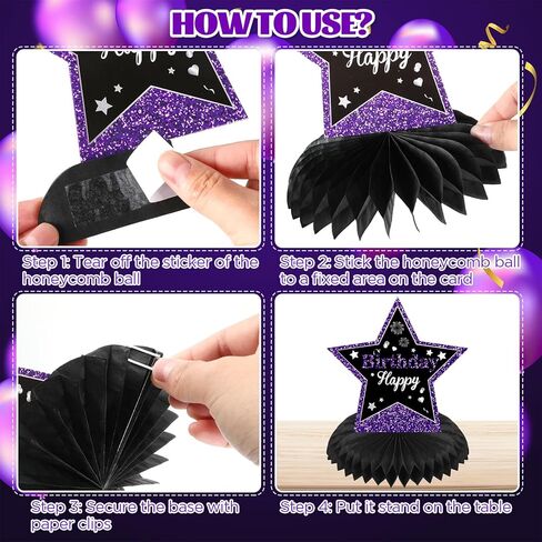 9Pcs Purple 13th Birthday Decorations Purple Black Happy 13th Birthday Table Honeycomb Centerpieces for Table Decor 13th Birthday Table Topper for Girls Boys 13th Birthday Anniversary Party Supplies in Saudi Arabia