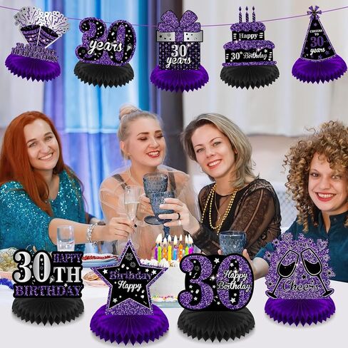 9Pcs Purple 13th Birthday Decorations Purple Black Happy 13th Birthday Table Honeycomb Centerpieces for Table Decor 13th Birthday Table Topper for Girls Boys 13th Birthday Anniversary Party Supplies in Saudi Arabia