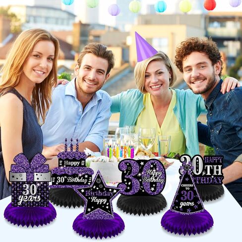 9Pcs Purple 13th Birthday Decorations Purple Black Happy 13th Birthday Table Honeycomb Centerpieces for Table Decor 13th Birthday Table Topper for Girls Boys 13th Birthday Anniversary Party Supplies in Saudi Arabia
