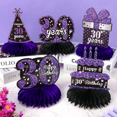 9Pcs Purple 13th Birthday Decorations Purple Black Happy 13th Birthday Table Honeycomb Centerpieces for Table Decor 13th Birthday Table Topper for Girls Boys 13th Birthday Anniversary Party Supplies in Saudi Arabia