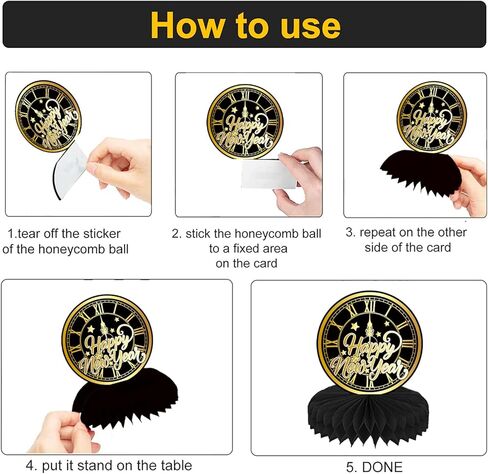 9 قطع 2024 ديكور طاولة حفلات رأس السنة الجديدة، قطع مركزية على شكل قرص العسل لرأس السنة الجديدة، قطع مركزية ثلاثية الأبعاد لطاولات رأس السنة الجديدة، قطع مركزية على شكل قرص العسل لمستلزمات حفلات رأس السنة الجديدة in Kuwait