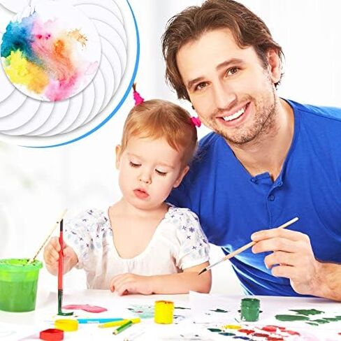 60 Pack Watercolor Paper Round 250 GSM Cold Pressed Watercolor Paper Ideal for Most Wet and Dry Media, Ideal for Beginners, Artists and Specialists (4 Inch Diameter) in Kuwait