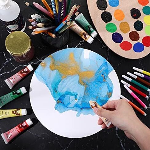 60 Pack Watercolor Paper Round 250 GSM Cold Pressed Watercolor Paper Ideal for Most Wet and Dry Media, Ideal for Beginners, Artists and Specialists (4 Inch Diameter) in Kuwait