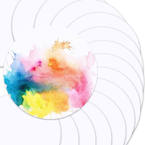 60 Pack Watercolor Paper Round 250 GSM Cold Pressed Watercolor Paper Ideal for Most Wet and Dry Media, Ideal for Beginners, Artists and Specialists (4 Inch Diameter) in Kuwait