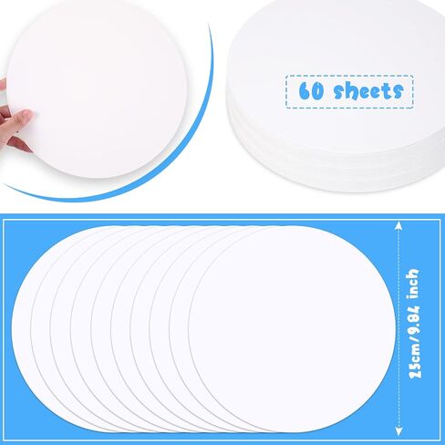 60 Pack Watercolor Paper Round 250 GSM Cold Pressed Watercolor Paper Ideal for Most Wet and Dry Media, Ideal for Beginners, Artists and Specialists (4 Inch Diameter) in Kuwait