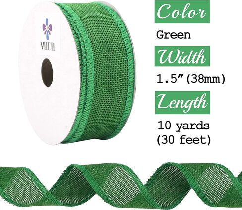 MEEDEE Black Burlap Wired Ribbon 1.5 Inch Black Wire Ribbon Black Burlap Ribbon for Crafts, Halloween Wreath, Weddings, Gift Wrapping, Garland, Bows Making, Swag, Home Decorating (10 Yards) in Saudi Arabia