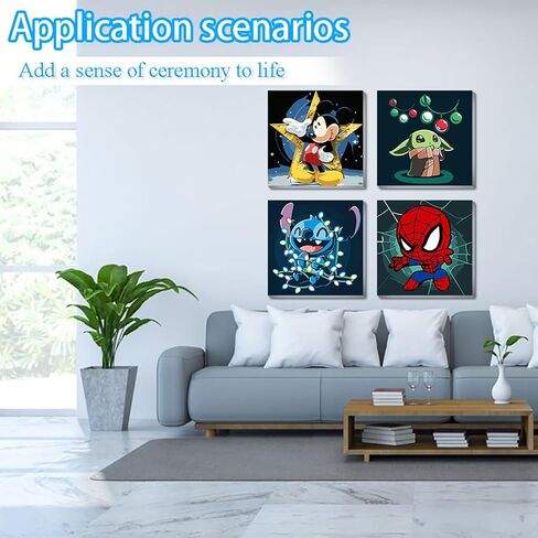 UMOART Framed Paint by Numbers for Kids - 4Pack Cartoon Paint by Numbers for Kids Ages 4-8-12, Yoda Paint by Number Kits on Canvas, DIY Stitch Oil Painting Acrylic Kits for Home Decor 8x8in in Kuwait