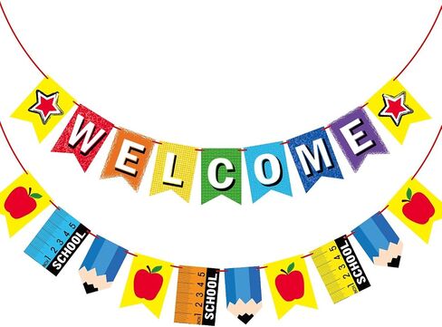 Welcome Banner for Party Supplies First Day of School Banner School Theme Party Decorations for Students and Teachers in Saudi Arabia