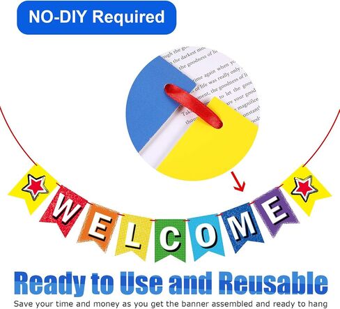 Welcome Banner for Party Supplies First Day of School Banner School Theme Party Decorations for Students and Teachers in Saudi Arabia