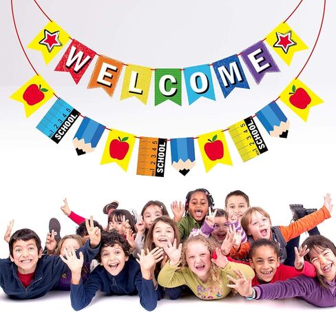 Welcome Banner for Party Supplies First Day of School Banner School Theme Party Decorations for Students and Teachers in Saudi Arabia