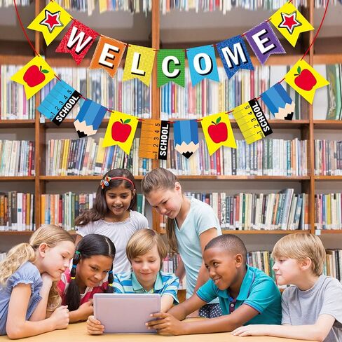 Welcome Banner for Party Supplies First Day of School Banner School Theme Party Decorations for Students and Teachers in Saudi Arabia