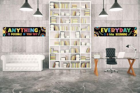 Whaline 2 Pack Motivational Classroom Banner Inspirational Positive Banner Growth Mindset Banner Poster Back to School Photo Booth Backdrop for Preschool Elementary Classroom Wall Decoration 61" x 13" in Saudi Arabia