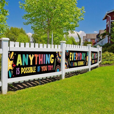 Whaline 2 Pack Motivational Classroom Banner Inspirational Positive Banner Growth Mindset Banner Poster Back to School Photo Booth Backdrop for Preschool Elementary Classroom Wall Decoration 61" x 13" in Saudi Arabia